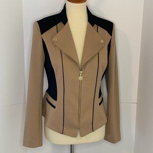Anne Klein zip front contrast trim fitted jacket